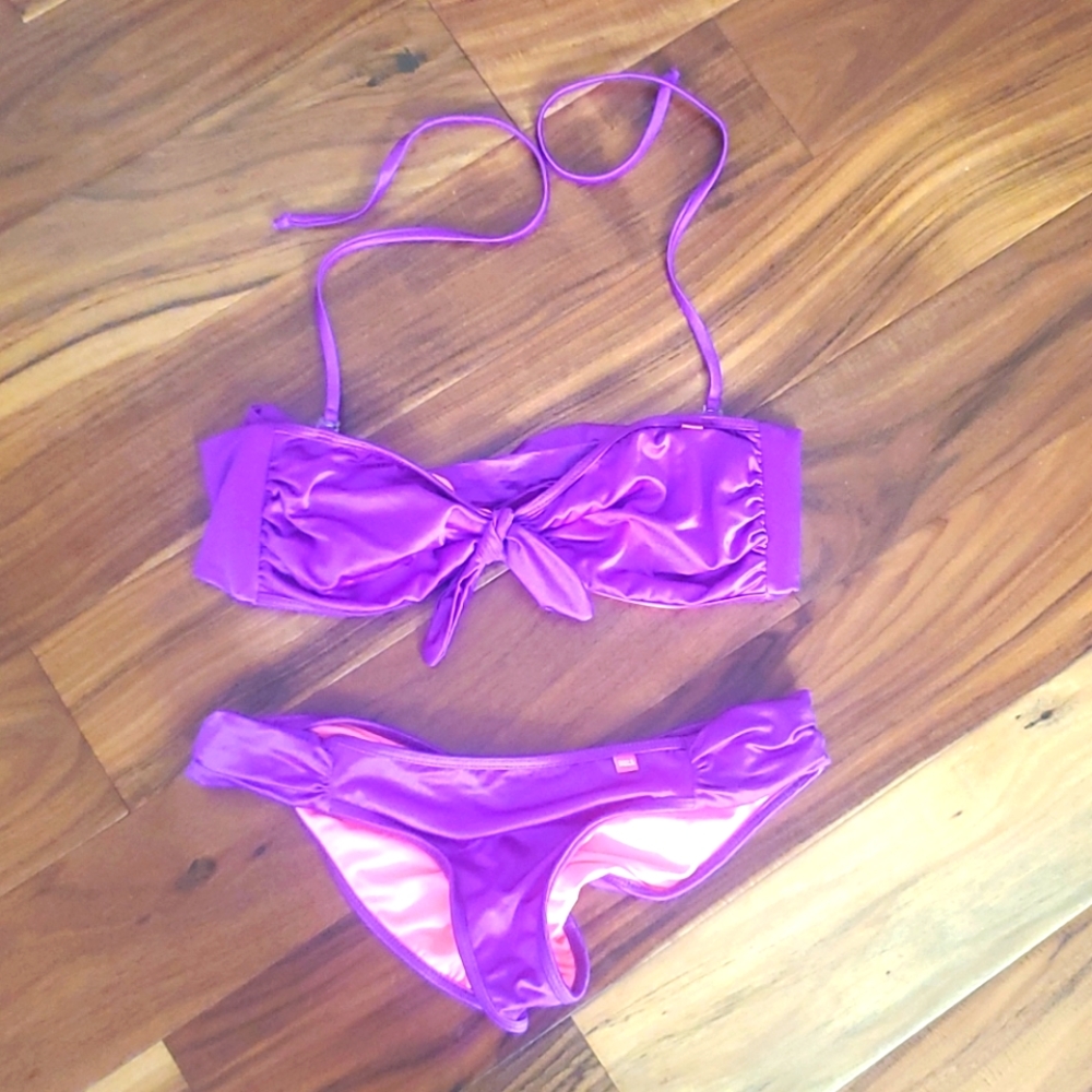 Silky smooth bandeau top scrunch bum bikini